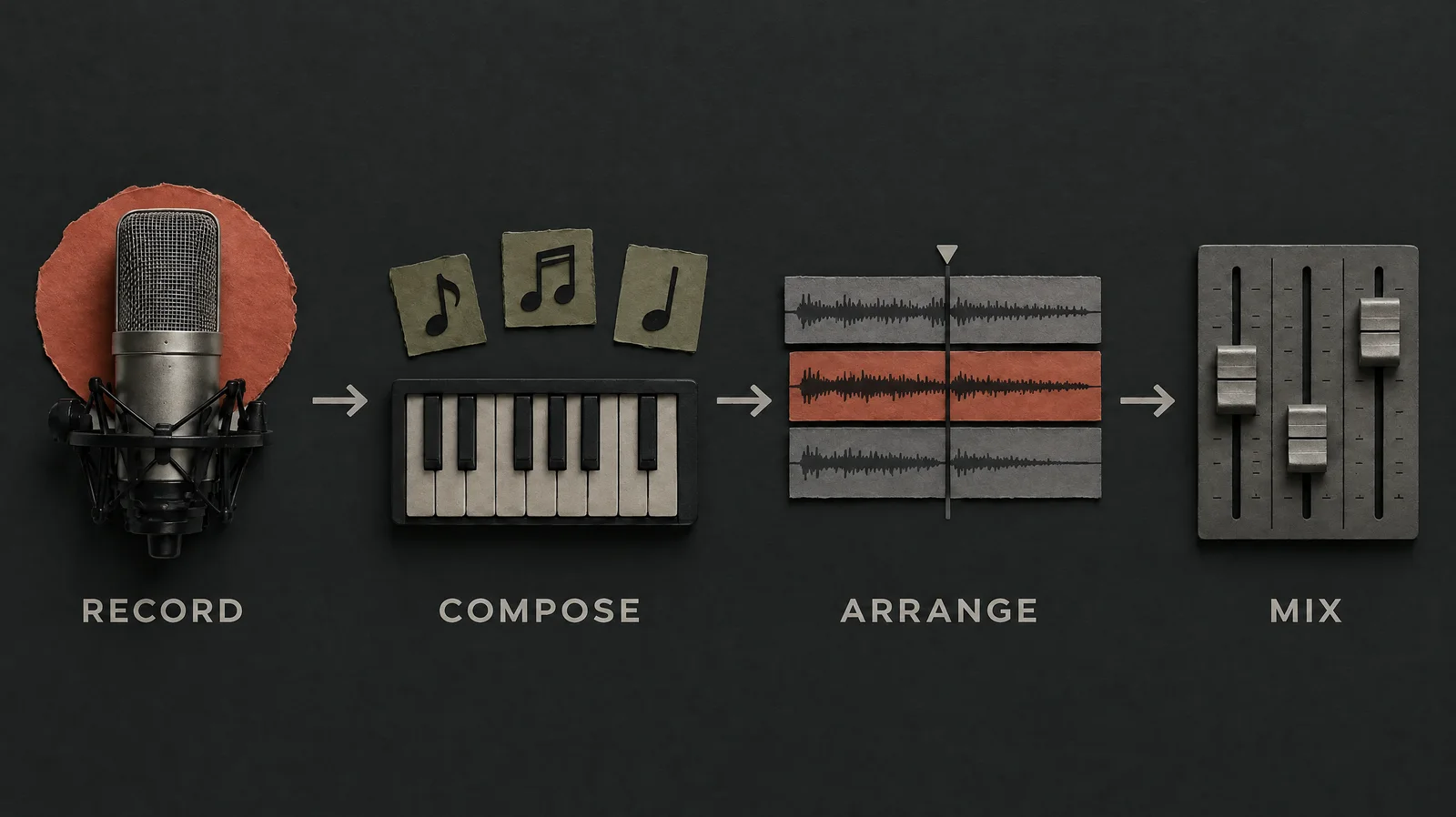 Illustrated DAW activities: record, compose, arrange and mix