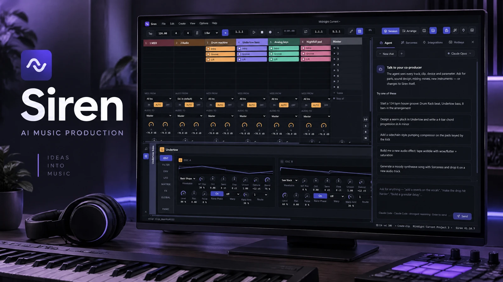 Siren branded preview featuring its music-production interface